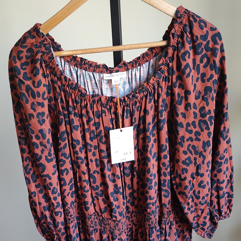 Knox Rose 3/4 Sleeve Animal Print Dress - Size XXL